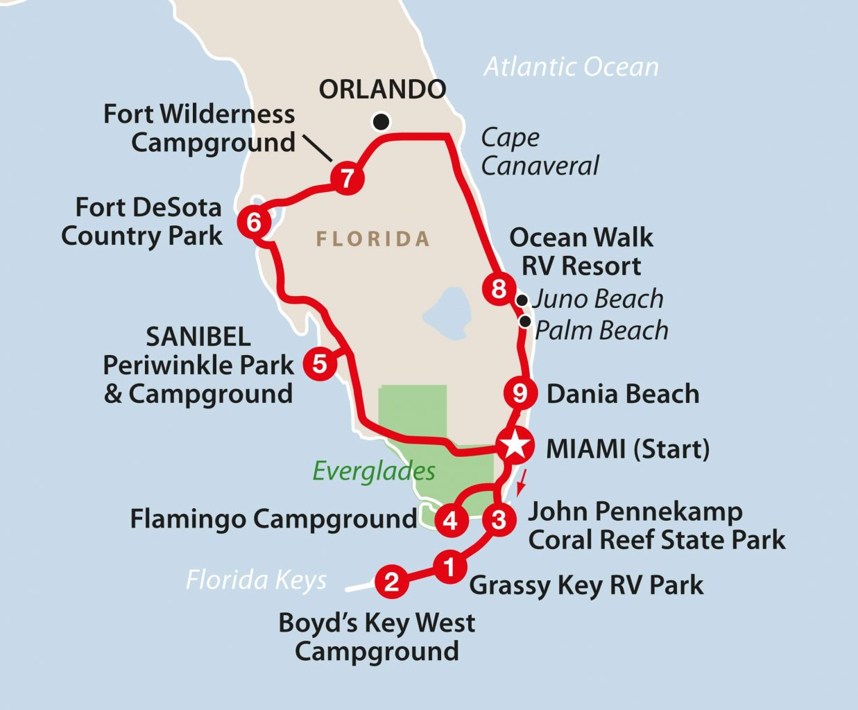 Florida kort autocamper