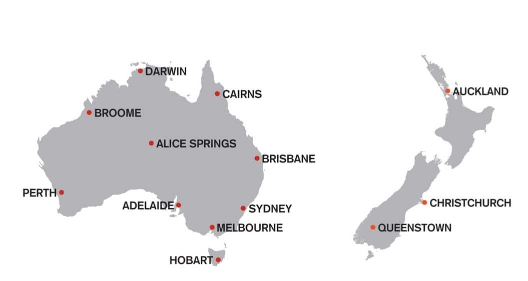 MAUI udlejningsstationer i Australien og New Zealand