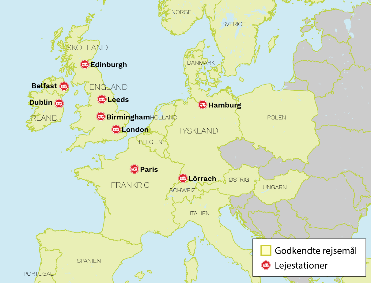 Kort over stationer i Europa Autocamper stationer i Europa