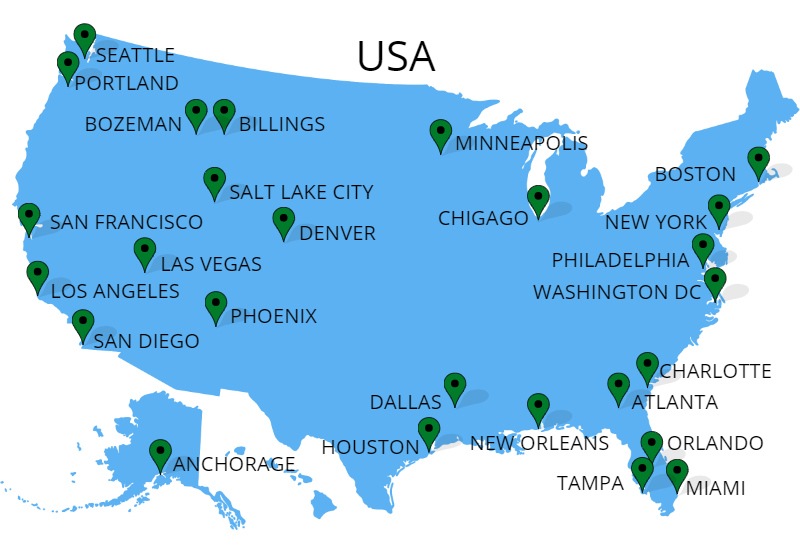 Cruise Americas stationer i USA